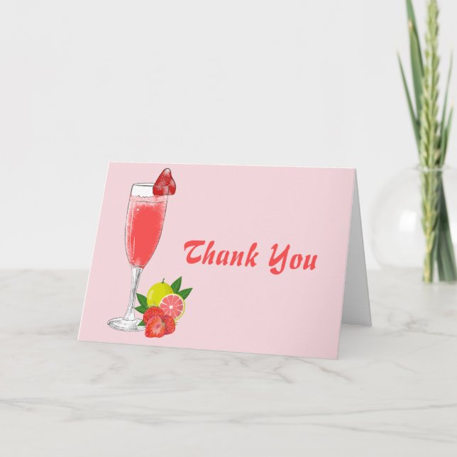 Brunch and bubbly champagne baby shower photo  thank you card (Front)