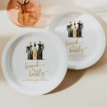 Brunch and Bubbly Champagne Birthday Brunch Party Paper Plate<br><div class="desc">These are Brunch and Bubbly Black Gold Champagne Birthday Brunch Party Paper Plates!</div>