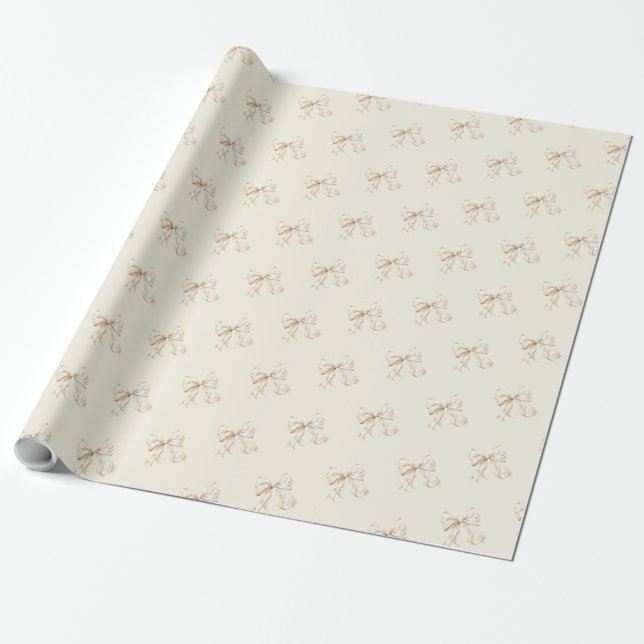 Brunch and Bubbly Champagne Bow Bridal Shower Wrapping Paper (Unrolled)