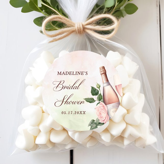 Brunch and Bubbly Champagne Bridal Shower Classic Round Sticker (Creator Uploaded)