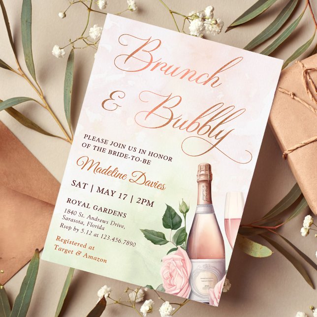 Brunch and Bubbly Champagne Bridal Shower Invitation (Creator Uploaded)