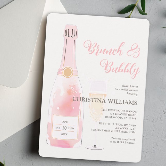Brunch and Bubbly Champagne Bridal Shower Invitation (Creator Uploaded)
