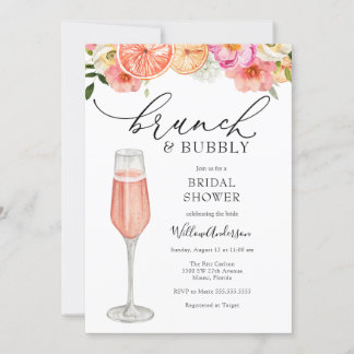 Brunch and Bubbly Champagne Bridal Shower  Invitation