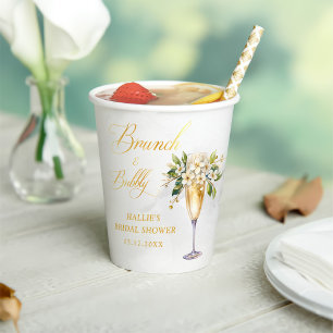 Brunch and Bubbly Champagne Bridal Shower Paper Cups
