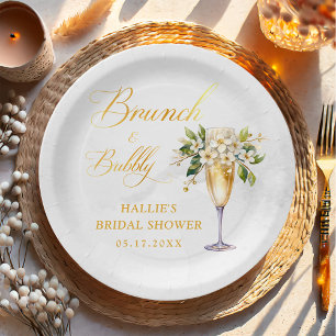 Brunch and Bubbly Champagne Bridal Shower Paper Plate