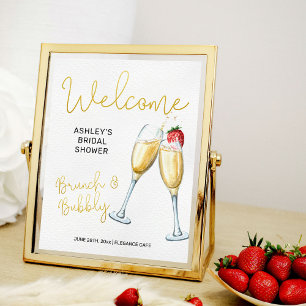 Brunch and Bubbly Champagne Glasses Welcome Sign