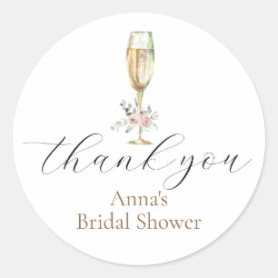 Brunch and Bubbly Champagne Thank You Favour Classic Round Sticker