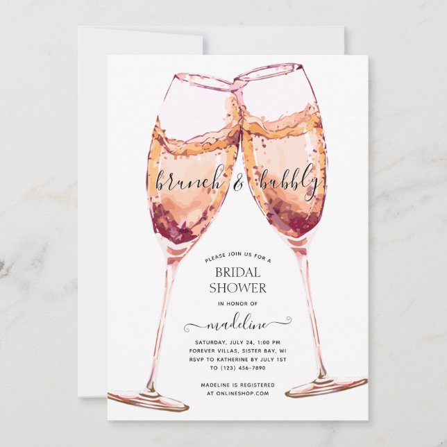 Brunch and Bubbly Champagne Toast Bridal Shower Invitation (Front)