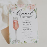 Brunch and Bubbly Champagne Wedding Brunch Invitation<br><div class="desc">Post Wedding Brunch invitation featuring a watercolor flute of pink champagne and a cascade of watercolor greenery and blush florals. Customise with your information for the newlyweds. Click "click to customise further" to change the font style,  size or colour.</div>