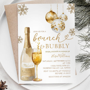 Brunch and Bubbly Champagne Winter Bridal Shower Invitation