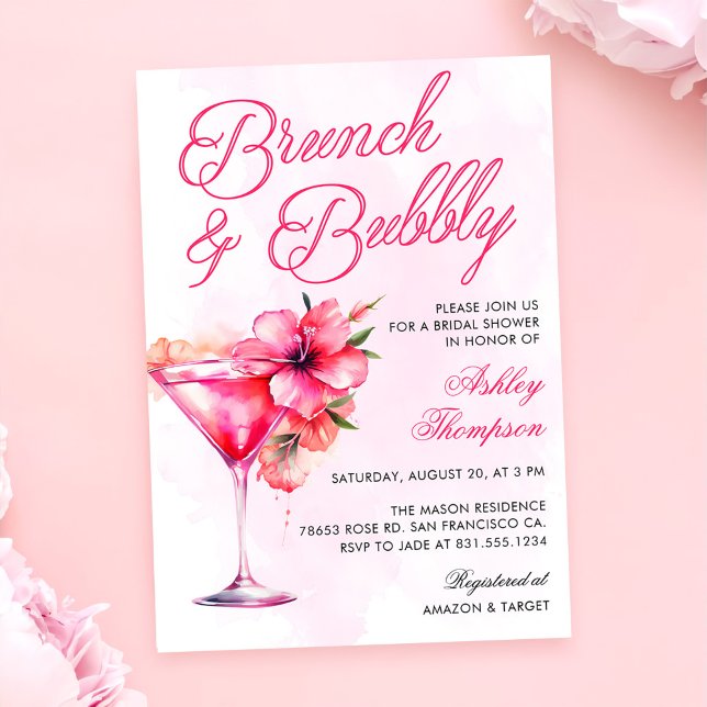 Brunch and Bubbly Champange Bridal Shower Invitation (Creator Uploaded)