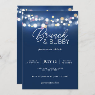 brunch and bubbly christmas new year blush pink invitation