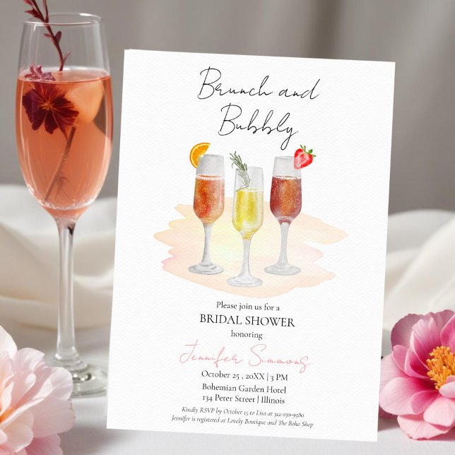 Brunch and Bubbly | Cocktails Bridal Shower  Invitation (Creator Uploaded)