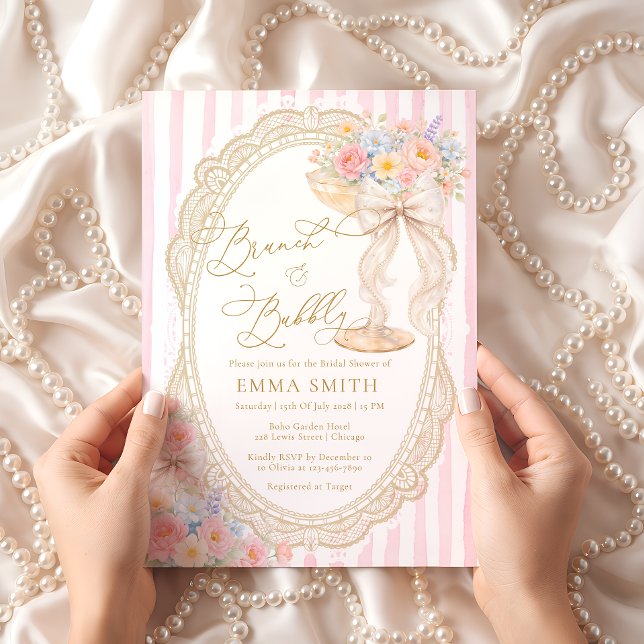Brunch and Bubbly Colorful Floral Bridal Shower Invitation (Creator Uploaded)