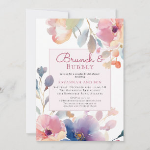 Brunch and Bubbly Couples Floral Bridal Shower  Invitation