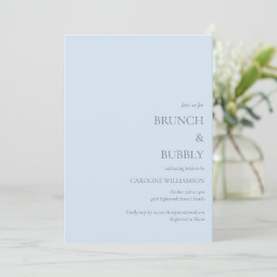 Brunch and Bubbly Dusty Soft Blue Bridal Shower Invitation