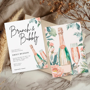 Brunch and Bubbly Elegant Bridal Shower Invitation