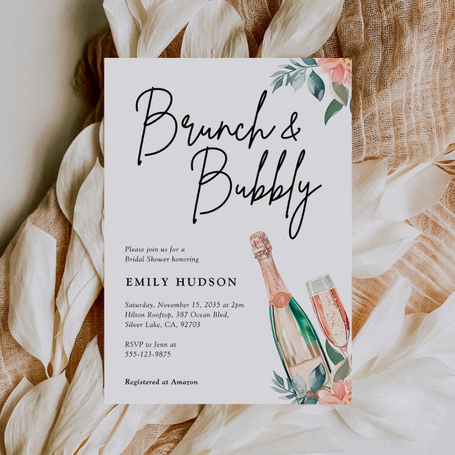 Brunch and Bubbly Elegant Bridal Shower Invitation (Creator Uploaded)