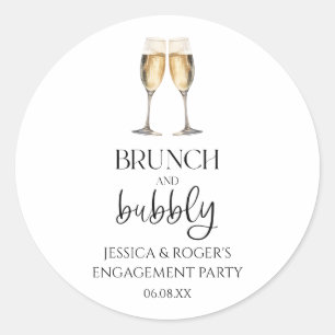 Brunch and Bubbly Engagement Party Brunch Favour Classic Round Sticker