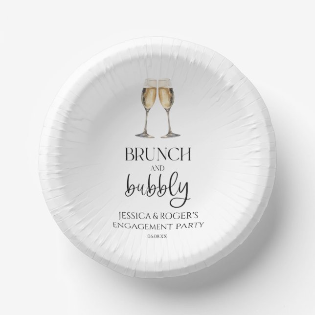 Brunch and Bubbly Engagement Party Brunch Paper Plate (Front)