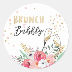 Brunch and bubbly favour tag Bridal shower pink