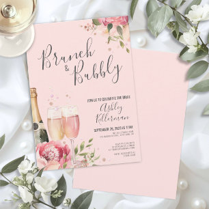 Brunch And Bubbly Floral Bridal Shower Invitation