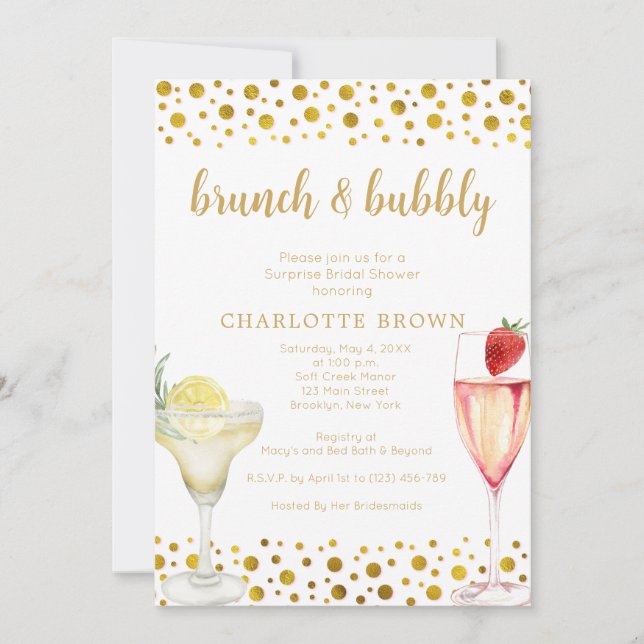 Brunch and Bubbly Floral Bridal Shower Invitation (Front)