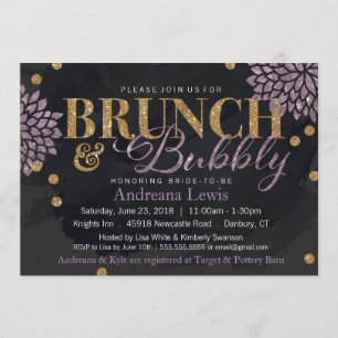 Brunch and Bubbly Glitter Watercolor Shower Invite