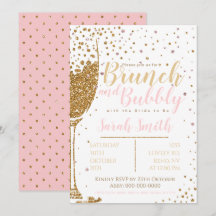 Brunch and Bubbly gold glitter with dotted back