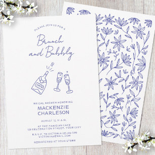 Brunch and Bubbly Hand Drawn Doodle Bridal Shower Invitation