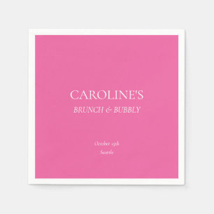Brunch and Bubbly Hot Pink Bridal Shower Custom Napkin