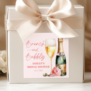 Brunch and Bubbly Mimosa Champagne Bridal Shower Square Sticker