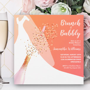 Brunch and Bubbly Orange Bridal Shower Invitation