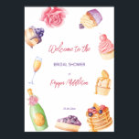 Brunch and bubbly patisserie bridal shower welcome poster<br><div class="desc">Brunch and bubbly patisserie pancakes champagne bridal shower welcome sign template.</div>