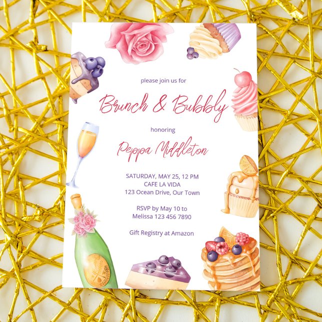Brunch and bubbly patisserie pancakes champagne   invitation (Creator Uploaded)