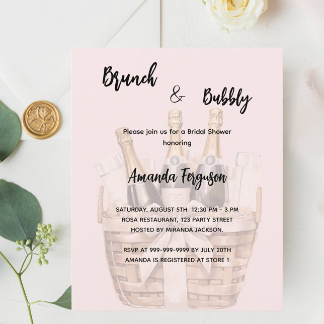 Brunch and bubbly pink Bridal Shower invitation (Creator Uploaded)