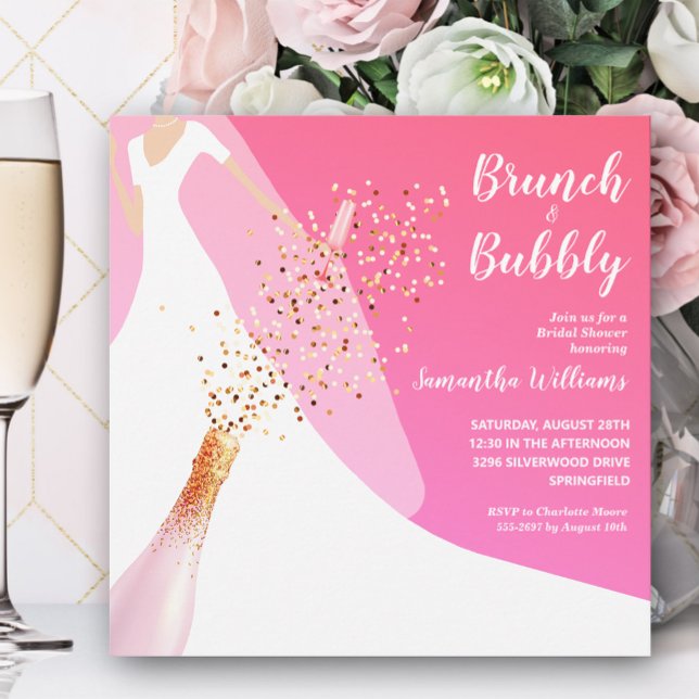 Brunch and Bubbly Pink Bridal Shower Invitation (Creator Uploaded)