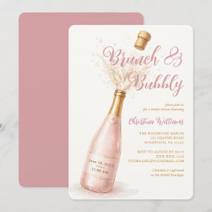 Brunch and Bubbly Pink Champagne Bridal Shower Invitation