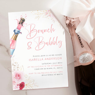 Brunch and Bubbly Pink Champagne Invitation
