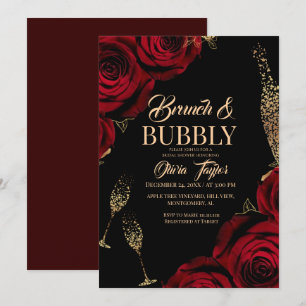 Brunch and Bubbly Roses Bridal Shower Invitation
