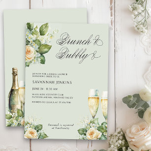 Brunch and Bubbly Roses Champagne Bridal Shower Invitation