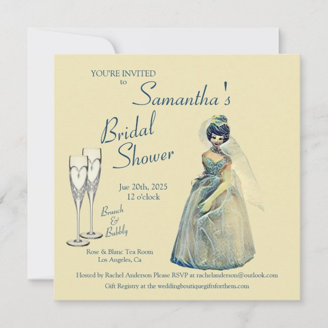 Brunch and Bubbly Vintage Bride Shower Invitation (Front)
