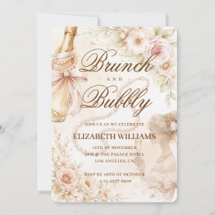 Brunch and Bubbly Vintage Nostalgia Bridal Shower Invitation