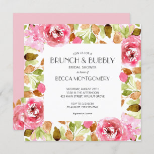 Brunch and Bubbly Watercolor Bridal Shower Invites