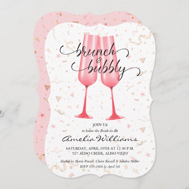 Brunch and Bubby Bridal Shower Pink Champagne (Front/Back)