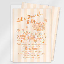 Brunch Baby Shower Invitation | Orange Stripes