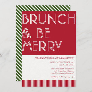 Brunch & Be Merry Green Red Christmas Brunch Invitation