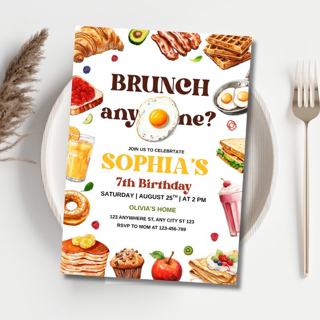Brunch Birthday Invitation, Breakfast Birthday  Invitation (Creator Uploaded)
