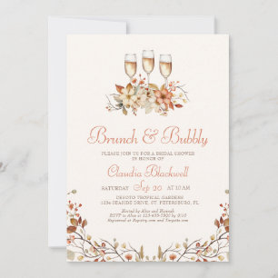 Brunch Bubbly Autumn Fall Bridal Shower Invitation