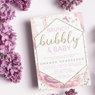 Brunch Bubbly & Baby Marble Baby Shower Invitation